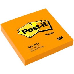 Karteczki Post-it 76x76mm (654-NO) jaskrawopomarańczowe (100) Post-it