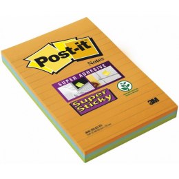Karteczki Post-it Super Sticky 101x152mm linie (4645-3SS-BOOS) mix kolorów (3x45) Post-it