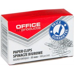 SPINACZE BIUROWE OKRĄGŁE 33 MM (100), SREBRNY Office Products