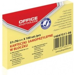 KARTECZKI OFFICE PRODUCTS 51 X 76 MM ŻÓŁTE (100) Office Products
