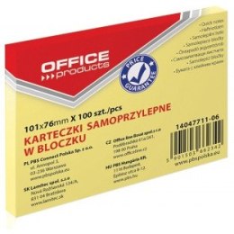 KARTECZKI OFFICE PRODUCTS 76 X 101 MM ŻÓŁTE (100) Office Products