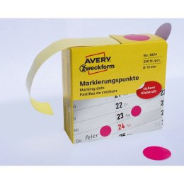 Kółka do zaznaczania w dyspenserze Avery Zweckform, 250 szt./rolka, O19 mm, różowe, RÓŻOWY Avery Zweckform