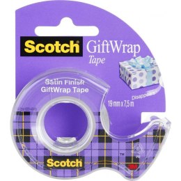 Taśma biurowa Scotch Gift Wrap 19mm/7.5m + podajnik Scotch