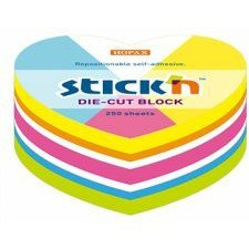 Karteczki Stick'n 64x67mm serce 5 kolorów (250) STICK'N