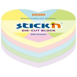 Karteczki Stick'n 64x67mm serce 5 kolorów (250) STICK'N