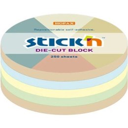 Karteczki Stick'n 67x67mm koło 4 kolory (250) STICK'N