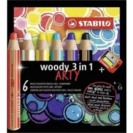 Kredki Stabilo Woody Arty 3in1 (+temperówka) 6 kolorów Stabilo
