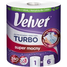 Ręczniki w rolce Velvet Turbo 3w celuloza białe Velvet