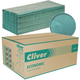 Ręczniki składane Cliver Economic V-Fold 1w makulatura zielone (20x200) Cliver