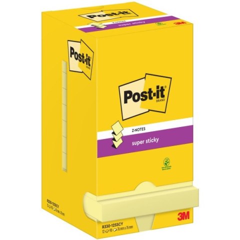 Karteczki Post-it Super Sticky Z-Notes 76x76mm (R330-12SSCY) żółte (12x90) Post-it