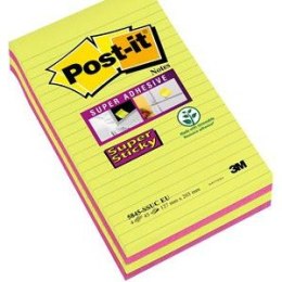 Karteczki Post-it Super Sticky 125x200mm (5845-SSUC) linie neon (4x45) Post-it